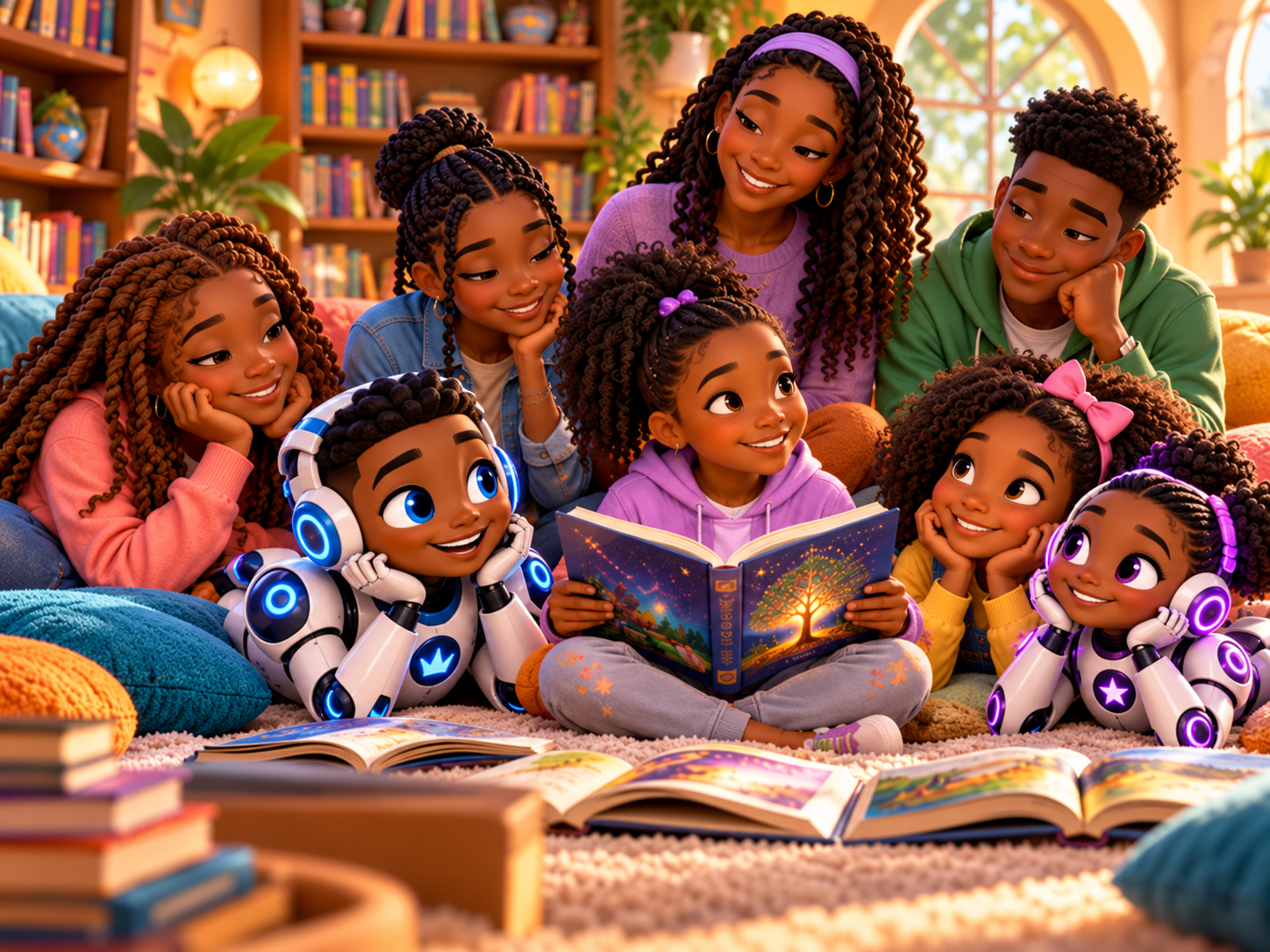 Future Skills Academy characters reading together